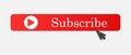 Subscribe button with arrow. Vector subscribe icon on red color. Royalty Free Stock Photo