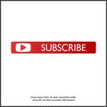 Subscribe button with arrow. Vector subscribe icon on red color on white isolated background Royalty Free Stock Photo