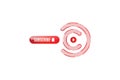 Subscribe button with bell icon. Red button for channel and video blog in social media on white background. Flat vector Royalty Free Stock Photo