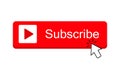 Subscribe button color with arrow cursor and shadow.