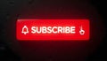 Subscribe Button Design Rectangular Red Button with White Background and Interactive Click Pointer Royalty Free Stock Photo