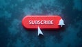 Subscribe Button Design Rectangular Red Button with White Background and Interactive Click Pointer Royalty Free Stock Photo