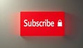 Subscribe Button Design Rectangular Red Button with White Background and Interactive Click Pointer Royalty Free Stock Photo