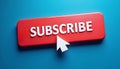 Subscribe Button Design Rectangular Red Button with White Background and Interactive Click Pointer Royalty Free Stock Photo