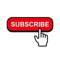 Subscribe Button with Hand Mouse Pointer. Vector Royalty Free Stock Photo