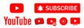 Subscribe button icon with arrow cursor. Official logotypes of Youtube Apps. Youtube, youtube kids, YouTube Music, YouTube TV,