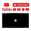 Subscribe button icon with arrow cursor. Official logotypes of Youtube Apps. Youtube, youtube kids, YouTube Music, YouTube TV,