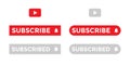 Subscribe Button Icon Vector with Bell. Subscribed for Channel, Streaming, Blogging, and Social Media