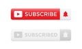 Subscribe Button Icon Vector with Bell. Subscribed Design for Streaming Channel and Social Media