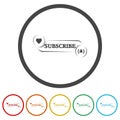 Subscribe button line icon. Set icons in color circle buttons Royalty Free Stock Photo