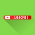 Subscribe button with long shadow. Vector subscribe icon on red Royalty Free Stock Photo