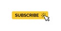 Subscribe button with mouse cursor, minimal yellow button design for web media channel, isolated vector icon