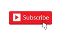 Subscribe button red color with arrow cursor for graphic design, logo, web site, social media, mobile app, ui illustration Royalty Free Stock Photo