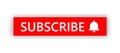 Subscribe button for social media webpage. Red subscribe button with notification bell to video channel mockup template Royalty Free Stock Photo