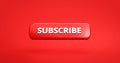 Subscribe button or subscription online membership on red background with notification channel. 3D rendering