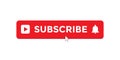 Subscribe Button Vector with Cursor Icon in Trendy Flat Style Isolated on White Background