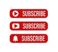 Subscribe button , vector icon. Red button of subscribe on white background . Social media concept Royalty Free Stock Photo