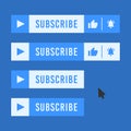 Subscribe button for video channel. Blue and light blue color