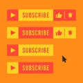 Subscribe button for video channel. Red and yellow color