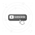 Subscribe, call button and hand cursor. Black button for subscribing to a channel, blog. Social network web button, channel