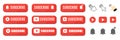 Subscribe, call button and hand cursor. Red button for subscribing to a channel, blog. Social network web button, channel element