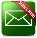 Subscribe email icon green square button Royalty Free Stock Photo