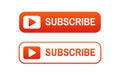 Subscribe icons set. Video channel button. Red color element. Business pictogram for website or social media. Color icon
