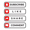 Subscribe, like, share and comment button logo design for social media Royalty Free Stock Photo