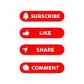 Subscribe, Like, Share and Comment button symbol design for social media post Royalty Free Stock Photo