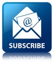 Subscribe (newsletter email icon) blue square button Royalty Free Stock Photo