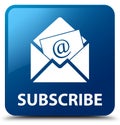 Subscribe (newsletter email icon) blue square button Royalty Free Stock Photo