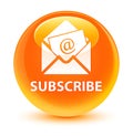 Subscribe (newsletter email icon) glassy orange round button Royalty Free Stock Photo