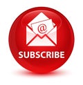 Subscribe (newsletter email icon) glassy red round button Royalty Free Stock Photo