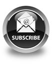 Subscribe (newsletter email icon) glossy black round button