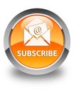 Subscribe (newsletter email icon) glossy orange round button