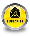 Subscribe (newsletter email icon) glossy yellow round button