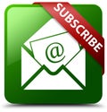 Subscribe newsletter email icon green square button Royalty Free Stock Photo