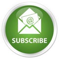 Subscribe (newsletter email icon) premium soft green round button Royalty Free Stock Photo