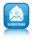 Subscribe (newsletter email icon) special cyan blue square button Royalty Free Stock Photo