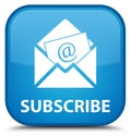 Subscribe (newsletter email icon) special cyan blue square button Royalty Free Stock Photo