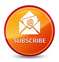 Subscribe (newsletter email icon) special glassy orange round button Royalty Free Stock Photo