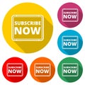 Subscribe Now icon, color icon with long shadow Royalty Free Stock Photo