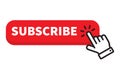 Subscribe red button click cursor or pointer Royalty Free Stock Photo