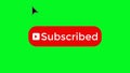 Subscribe Text Icon Animated on Green Screen Chroma Key. Graphic Element for Channel, Banner, Adv. Mouse Clicking a Subscribe