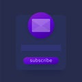 subscribe to newsletter form, dark vector design