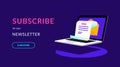 Subscribe to our weekly newsletter flat vector neon illustration Royalty Free Stock Photo