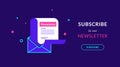 Subscribe to our weekly newsletter flat vector neon illustration