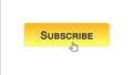 Subscribe web interface button clicked with mouse cursor, orange color, online Royalty Free Stock Photo