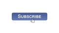Subscribe web interface button clicked with mouse cursor, violet color, online Royalty Free Stock Photo