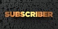 Subscriber - Gold text on black background - 3D rendered royalty free stock picture